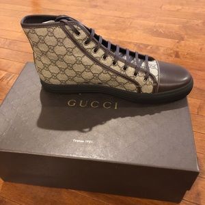 Gucci | Shoes | Mens Gucci Tessuto Gg Supreme High Top Sneakers | Poshmark